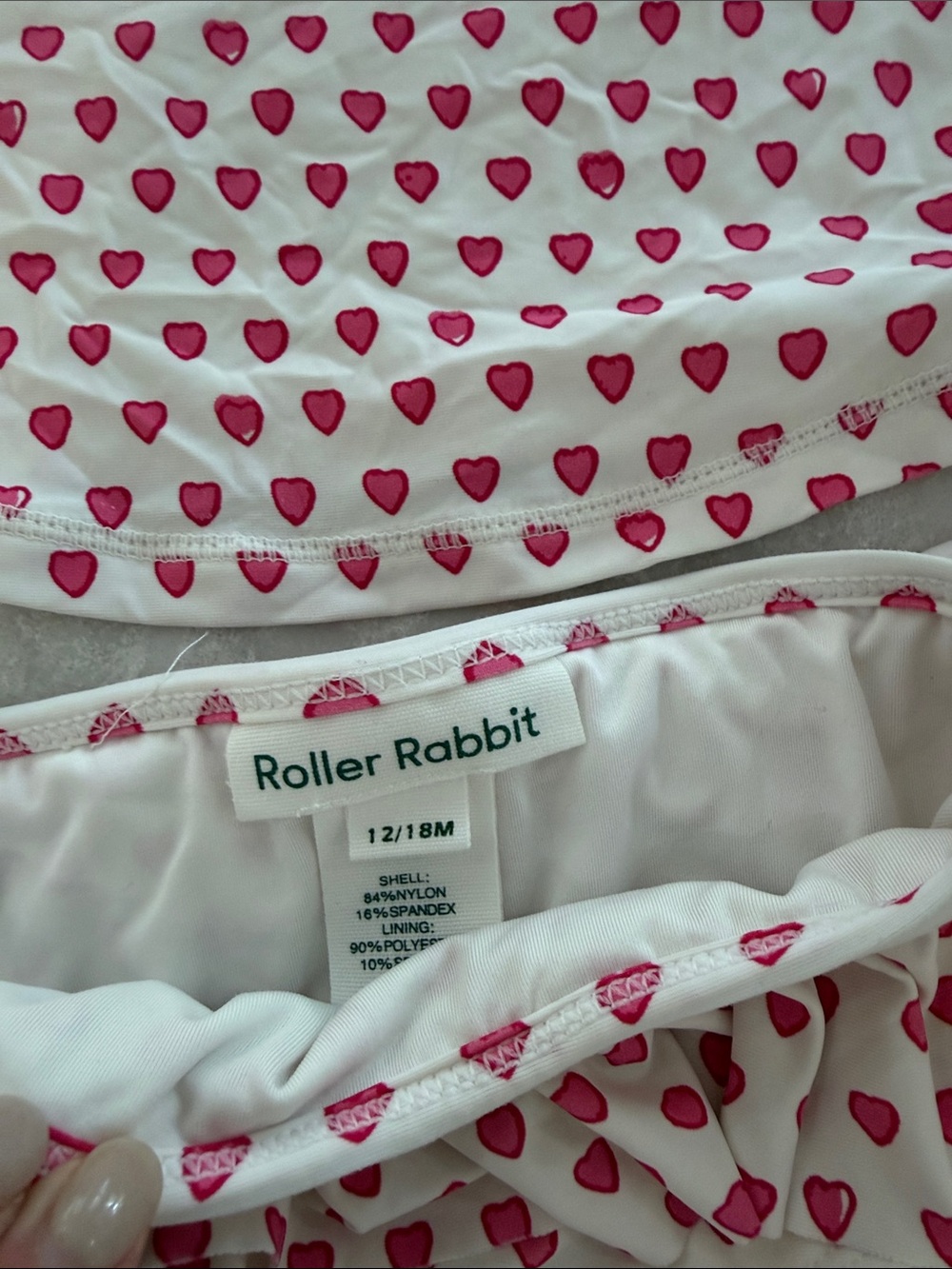 Roller Rabbit White and Pink Heart Rash Guard Bikini Set - Picture 2 of 6